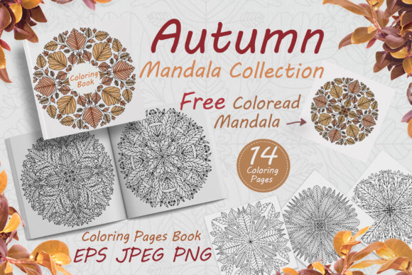 Autumn Mandalas Drawn from Leaves & Coloring Pages Amp