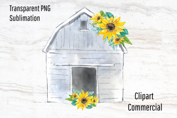 Barn with Sunflowers Embroidery Design
