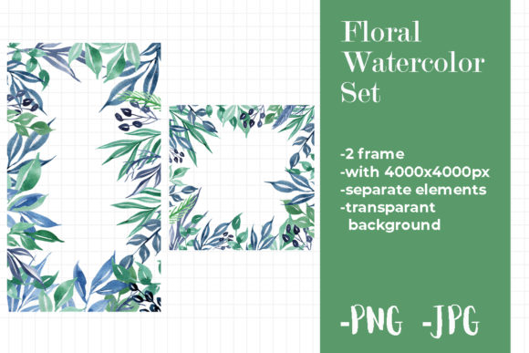 Blue Watercolor Floral Square Frame Crafts