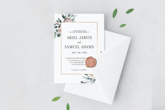 Dusty Rose Floral Wedding Invitation