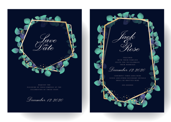 Eucalyptus Wedding Invitation Blue Card Print Templates