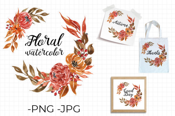 Floral Wreath Autumn Falls Watercolor 4