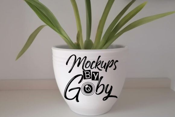 Flowers White Pot Mockup, Vertical, Photo for Home Amp