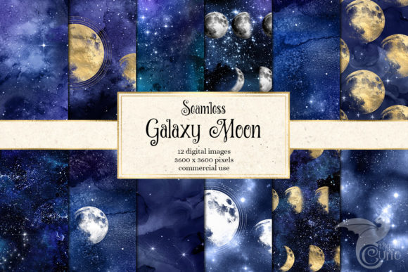 Galaxy Moon Digital Paper Textures