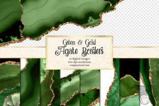 Green and Gold Agate Borders Textures