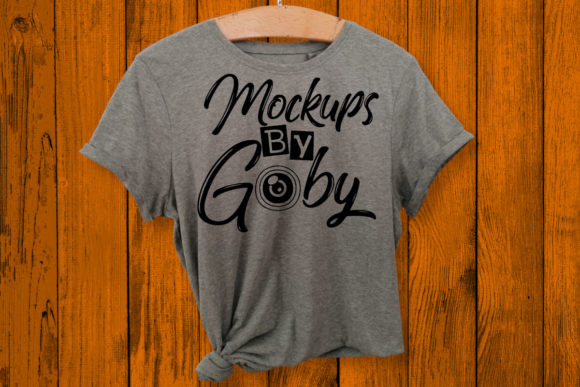 Hanging Gray Shirt Mock Up, Orange Backg T-Shirts