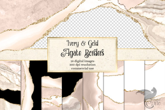 Ivory and Gold Agate Borders for Textures
