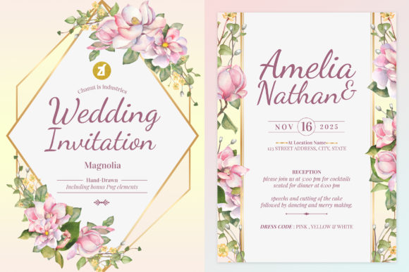 Magnolia Wedding Invitation Vol.02 & Print Templates