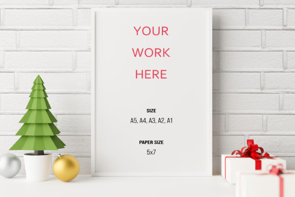 Mockup Photo Frame with Chritsmas Scene. Frames Amp