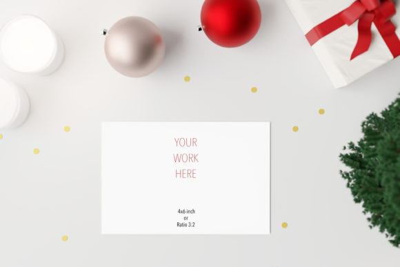 Postcard Mockup Christmas Decoration and Invitations Amp