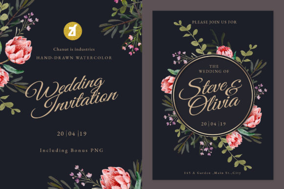 Protea Poppy Wedding Invitation Graphic and Print Templates