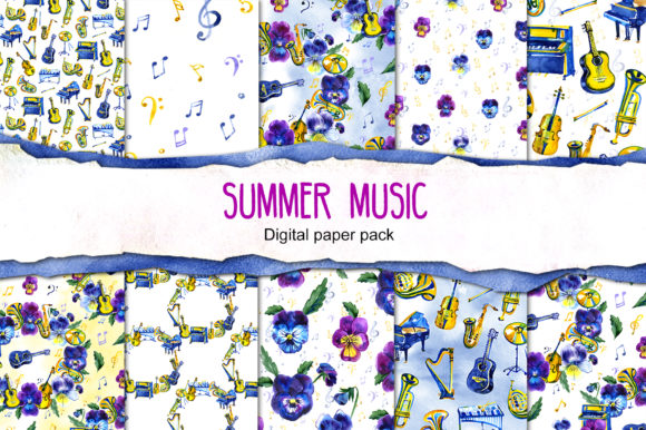 Summer Music Digital Paper Pack