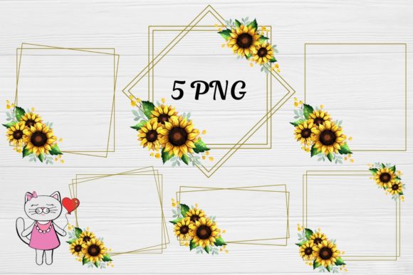 Sunflower Frames, Floral Watercolor Crafts