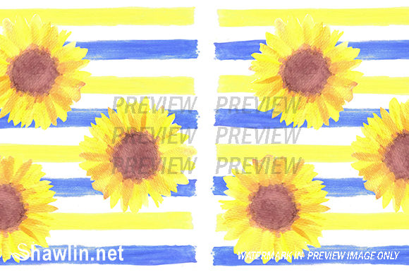 Sunflowers Watercolor Background Patterns