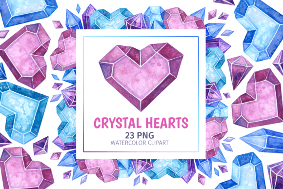 Valentines Day Clipart, Crystal Hearts Crafts
