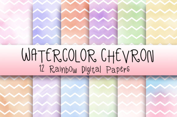 Watercolor Chevron Background and Patterns