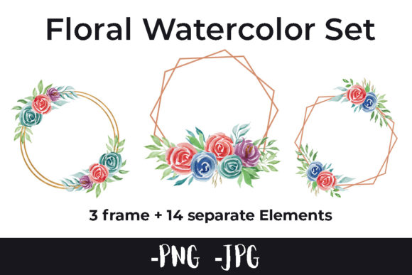 Watercolor Flower Frame Set