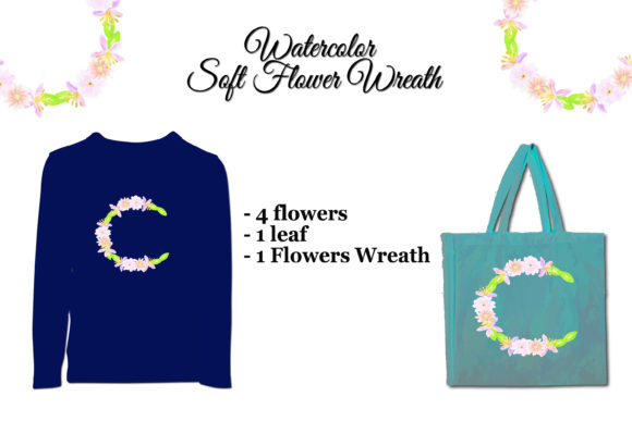 Watercolor Flower Wreath and Print Templates