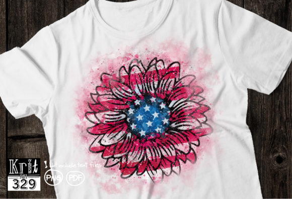 Watercolor Sunflower 4th of July Flag & Crafts