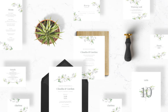 Watercolour Sketch Wedding Suite and Print Templates