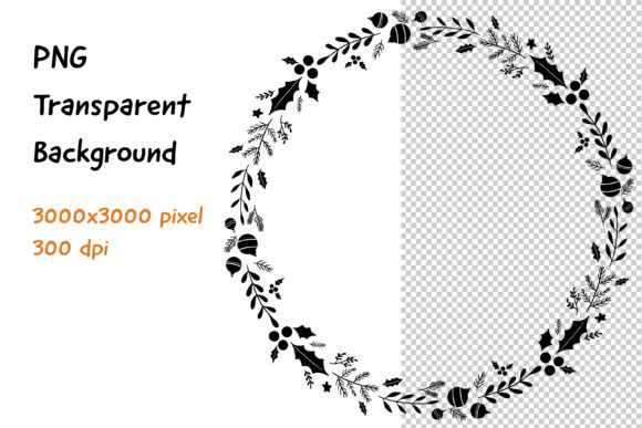 Wreath Frame Black and White Decorative Elements